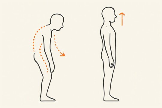 Illustrative Comparison of Poor and Correct Posture Demonstrating Biomechanical Alignment and Optimal Spinal Health for Enhanced Wellbeing and Physical Performance