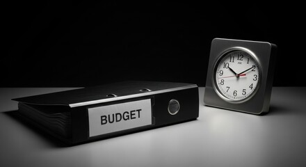'BUDGET' Binder and Stopped Clock Highlighting Financial Stagnation