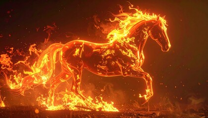Fiery Horse - A Majestic Creature Ablaze with Burning Energy.