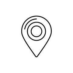 Modern map marker linear vector icon with hollow circular center and adjustable stroke width