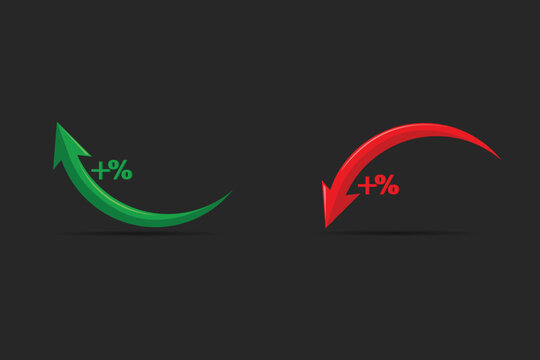 Percentage arrow icon set showing increase and decrease.