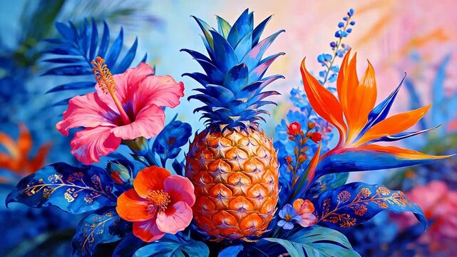 Tropical fruit and flowers