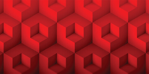 Red Geometric Cube Pattern Background For Modern Design, Creative Visuals And Bold Branding eps10