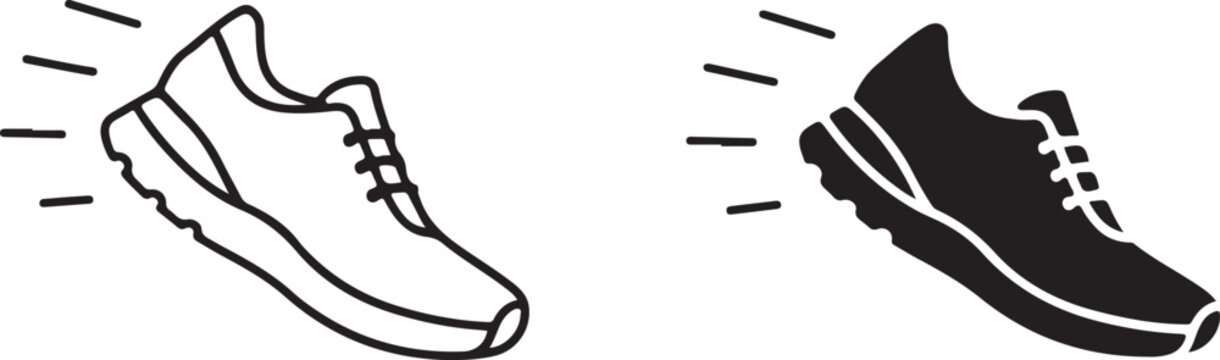 Two different types of sneakers with motion lines indicating movement. isolated on white background, illustration