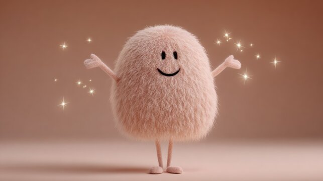 Cartoon character with arms and legs against a neutral background