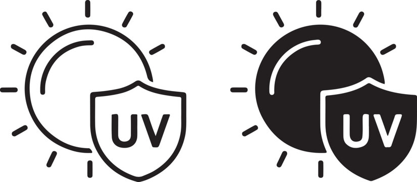 Sun protection icons showing the importance of shielding from uv rays isolated on white background, illustration