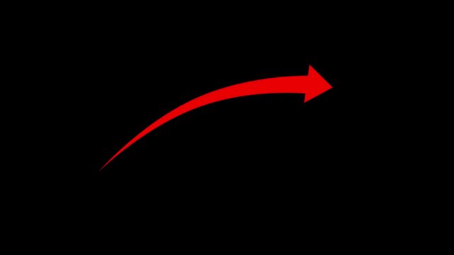 A vibrant red arrow pointing to the right on a stark black background.