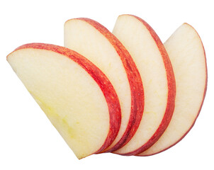 Red apple slices on white background. File contains clipping paths.