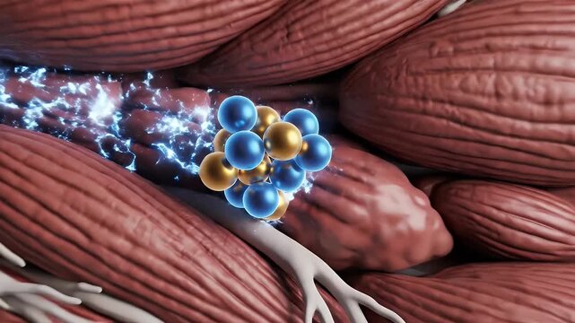 3D CGI Visualization of Testosterone Therapy Molecule Injection into Bloodstream and Muscle Tissue for Medical Research