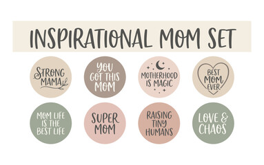 Obraz premium Inspirational Quotes for Mothers in a Circular Icon Set