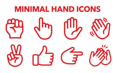 Obraz premium Hand icons illustrating various gestures and signs in minimalistic design