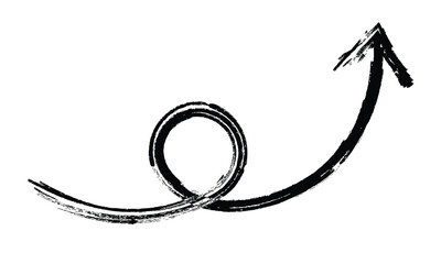 Brush drawn doodle arrow. Grunge up direction arrow. Transparent vector