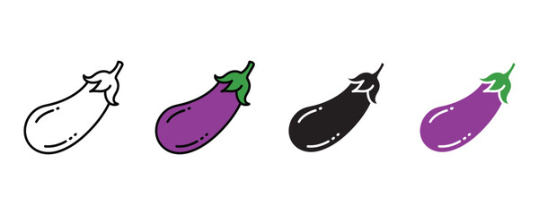 Purple eggplant icon vector. Fresh organic vegetable and healthy vegan food symbol. Vector illustration.