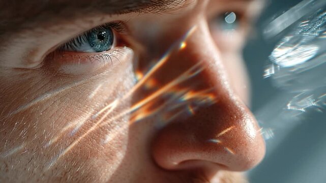 Contemplative Gaze: A close-up of a person's eye, capturing a moment of introspection and thought, with the play of light and shadow adding depth and emotion.