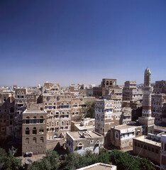 View at Sana'a, in Yemen, this  is one of the world's oldest cities, with rich history, mystical architecture ,narrow streets lined with centuries-old buildings.