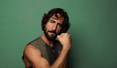 young adult bearded man. fitness concept