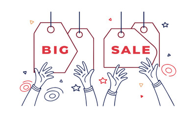 Colorful discount labels with sale text flat vector design illustration, easily editable.