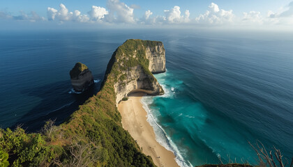 A stunning aerial view of a tropical island with crystal clear waters