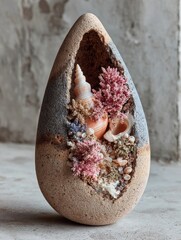 Elaborate shoreline shell formation incorporating coral and marine textures