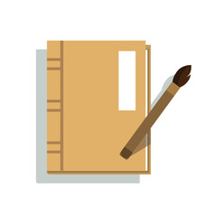 Vintage Books and Writing Brush vector illustration