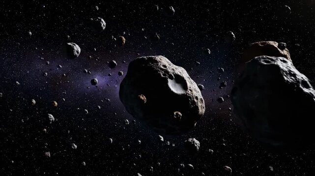 A cluster of asteroids floating in the vastness of space