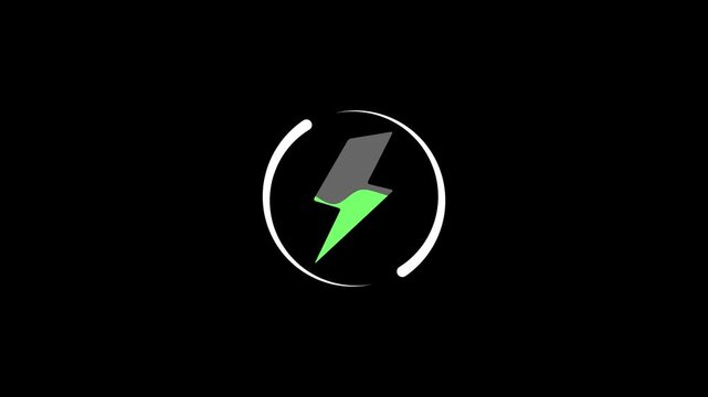Awesome Glowing Neon Charging Power Icon Animation for Battery Indicator, Energy Supply, Electric Devices, and Futuristic Technology UI. Vibrant Loop Animation of Power Symbol .