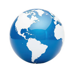 Fototapeta premium A glossy blue globe showing continents of the Americas.