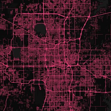 Oklahoma City City Map discover the intricate balance of precision in this refined neon pink tinged grid where structured lines dance in monochrome harmony capturing the essence of urban design.
