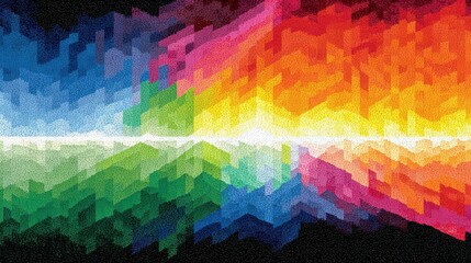 Abstract digital artwork with vibrant colors arranged in jagged, pixelated waves