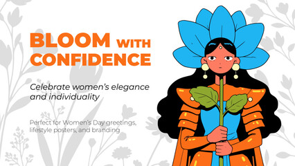 Vector illustration of young cool girl. Women's day on March 8