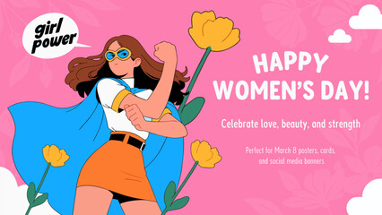 Strong Women, Feminine Empowerment, Girl Power Poster for 8 March