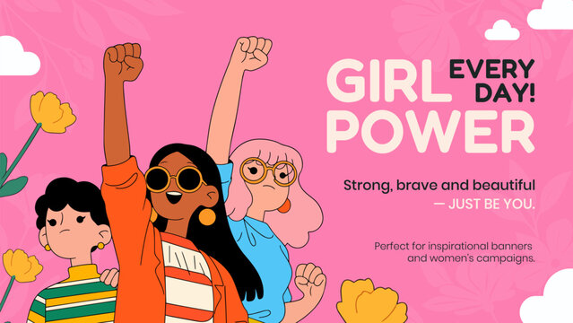 Strong Women, Feminine Empowerment, Girl Power Poster for 8 March