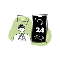 24 Hour Customer Service Support Illustration