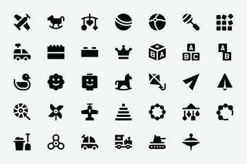 Baby Toys Solid Icon Set