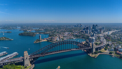 Fototapeta premium 5 February 2026 Aerial View of Sydney Harbour Circular Quay on a nice Summer day beautiful Sky in Sydney NSW Australia