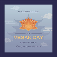 Flat Illustration of Office Closure Notice for Buddha's Birthday