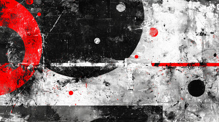 コンクリート壁に描かれた赤色と黒のグランジ・グラフィティ	