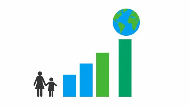 Global Population Growth Chart Illustration.