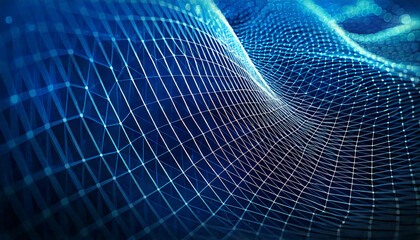 Abstract Digital Network Mesh Connections, Nodes, and Data Flow