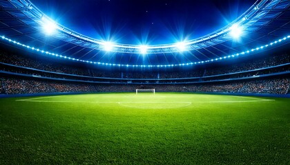Soccer field illuminated at night during a sport event