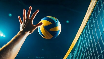 Professional volleyball player smashing the ball during a match
