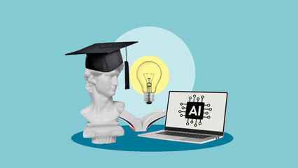 Artificial Intelligence in Education Concept, AI Learning Technology, Digital Knowledge, Smart Education Innovation, Online Learning, Academic Research and Future Teaching Methods