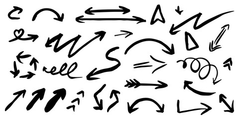 Set of Hand drawn vector arrows doodle on white background.design element vector illustration.
