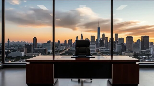 Office Window Overlooking Distant City With Calm Professional Atmosphere &ndash; AI Generated
