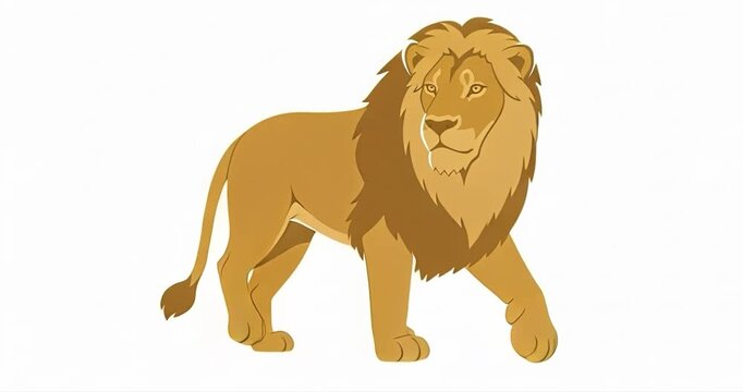 Cartoon lion walking isolated against white background