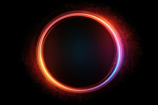 Circle light night black background.