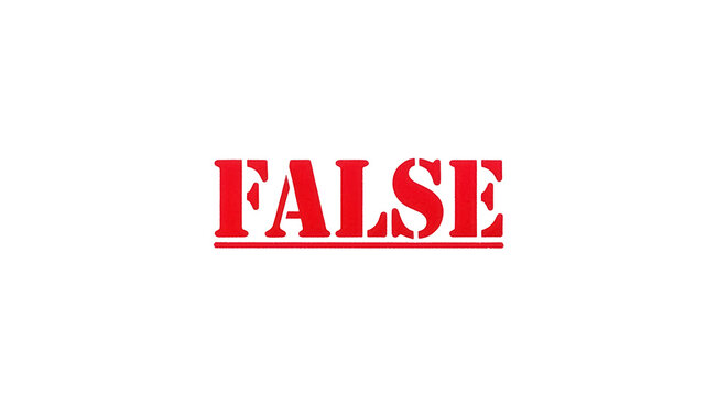 Red FALSE stamp PNG isolated on transparent background, denial or rejection concept for graphic design and presentations