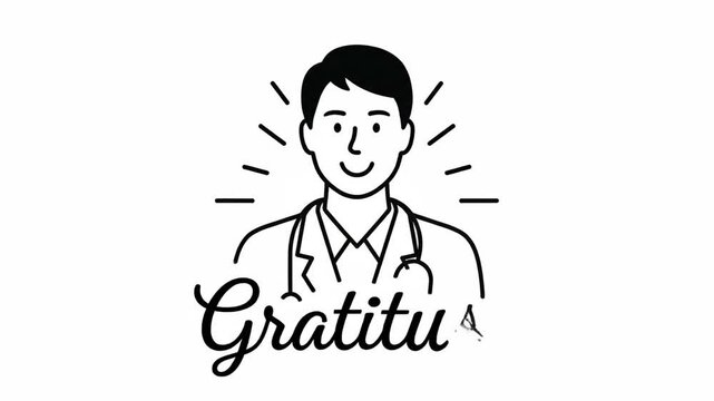 Grateful Doctor Illustration with Stethoscope.