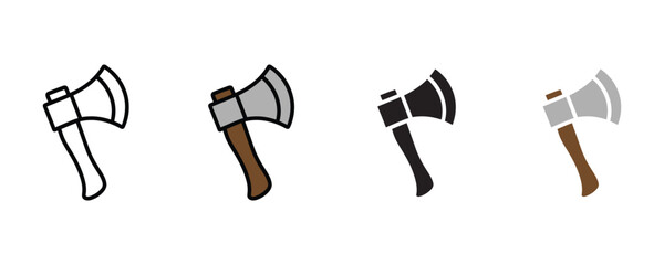 Wood axe icon vector. Handheld hatchet lumberjack tool and carpentry equipment symbol. Vector illustration.