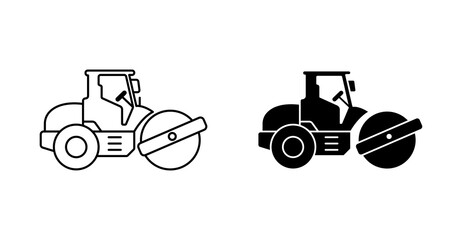 Road Roller Construction Vehicle Line Icon